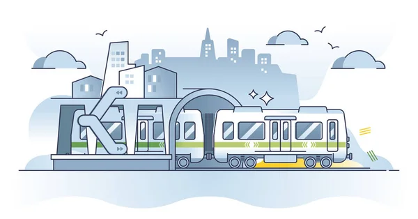 公共交通地铁与地下基础设施的概念概述 城市病媒说明下的铁路客运物流管理 设有城市火车站的地铁线路 — 图库矢量图片