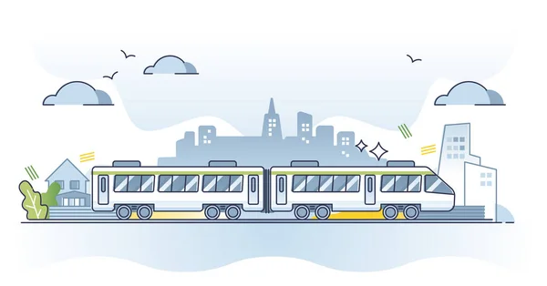 Public Transportation Train Infrastructure Passengers Outline Concept Fast Railroad Transport — Stock vektor