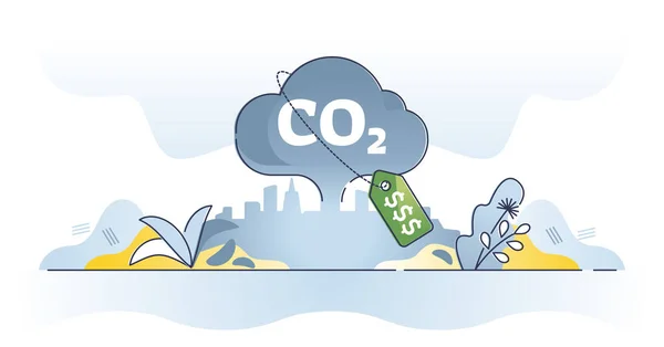 Koncepcja Podatku Emisji Dwutlenku Węgla Lub Gazu Co2 Odniesieniu Emisji — Wektor stockowy