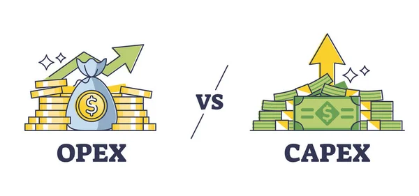 Сравнение Капитальных Затрат Opex Виде Диаграммы Разницы Стратегий Обозначенный Образовательный — стоковый вектор