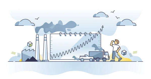 Keeling Curve Daily Record Global Atmospheric Carbon Dioxide Concentration Outline — Stock vektor