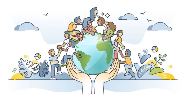 Bevolking Van Wereld Globale Sociale Menselijke Gemeenschap Schetsen Concept Verschillende — Stockvector