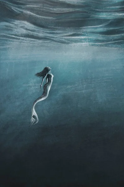 Illusztráció Egy Bájos Úszás Sellő Szimbóluma Nőiesség Szépség — Stock Fotó