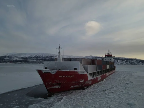 Hiver mer navire glace arctique transport sasco maersk — Photo