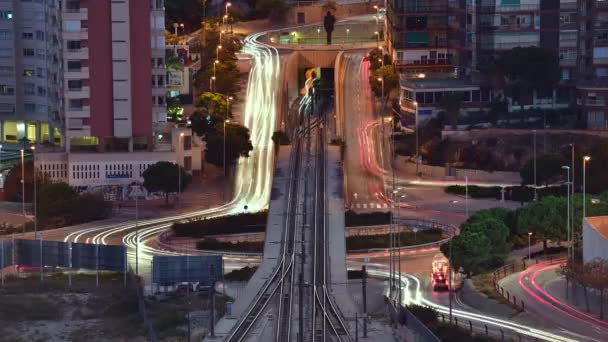 Časová Prodleva Křižovatce Dopravní Špičce Zvýšený Výhled Město Alicante Španělsko — Stock video