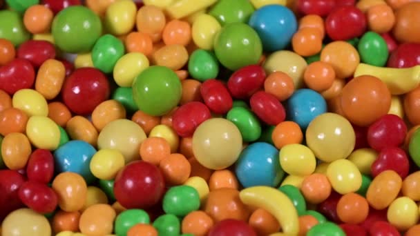 Bonbons Multicolores Gomme Mâcher Arrière Plan Rotatif — Video