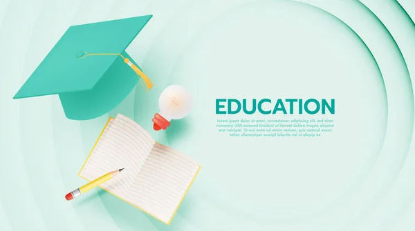Graduation Kalap Háttér Oktatási Plakát Vagy Háttér Koncepció Pasztell Színséma — Stock Vector