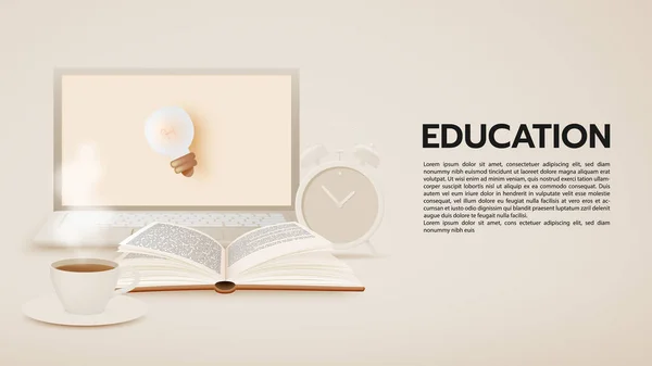 Vzdělávání Plakát Nebo Pozadí Koncept Umění Pastelové Barevné Schéma Vektorové — Stockový vektor