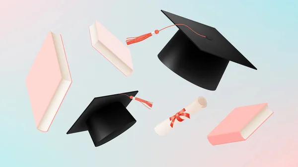 Καπέλο Αποφοίτησης Φόντο Για Την Εκπαίδευση Και Τέλος Του Σχολείου — Διανυσματικό Αρχείο