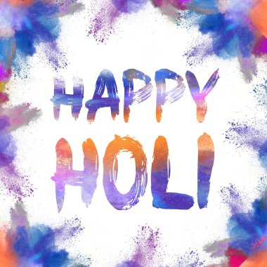 Soyut renkli Mutlu Holi arkaplan kartı tasarımı Hindistan 'ın renk festivali kutlamaları için. Renkler Festivali. Beyaz arkaplan