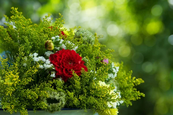 Bunter Blumenstrauß Mit Dahlien — Stockfoto