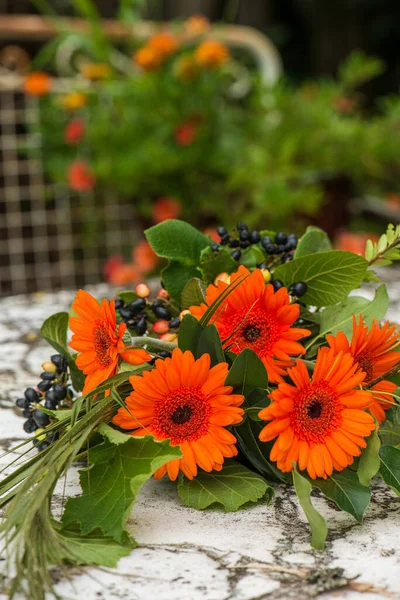 Ramo Flores Con Gerberas Rojas — Foto de Stock