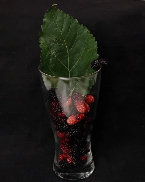 Fresh Blackberries Contain Lots Vitamin Blackish Purple Fruit Has Equally — Stock Photo, Image