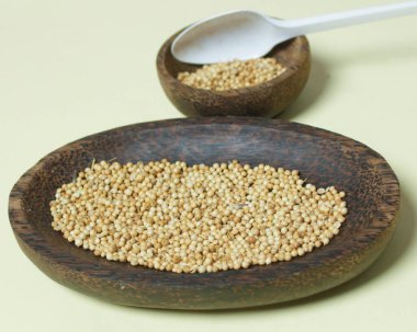 Kişniş maketi. Kişniş özerk yağda bulunan kimyasal bileşenlerden ayırt edici bir aromaya sahiptir. Kişniş otlakların ve dağlık alanların bahçelerinde yetişir. Odak bulanıklığı.