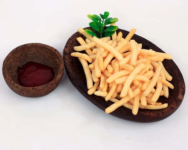 French Fries Dish Made Pieces Potato Deep Fried Hot Cooking — Stock Photo, Image