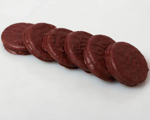 Çikolatalı Vanilya Kremalı Çıtır Sandviçli Bisküvi Dile Uyan Her Zaman — Stok fotoğraf