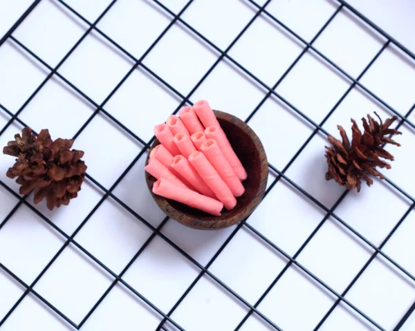 Mini Astor Has Several Flavors Including Chocolate Pandan One Strawberry — Fotografia de Stock
