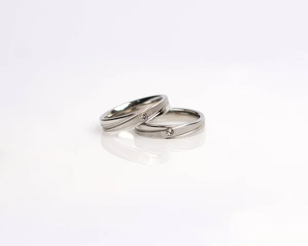 Anel Joalharia Com Diamantes Anéis Casamento Que Têm Profundo Significado — Fotografia de Stock