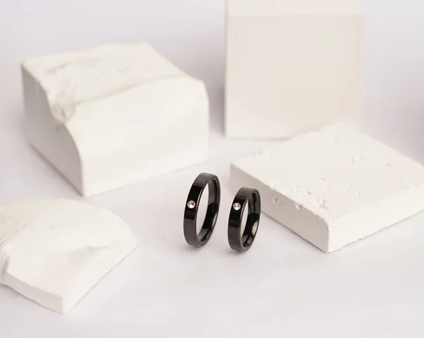 Diamond Jewelery Ring Social Media Display Wedding Ring Photographed White — Stock Photo, Image