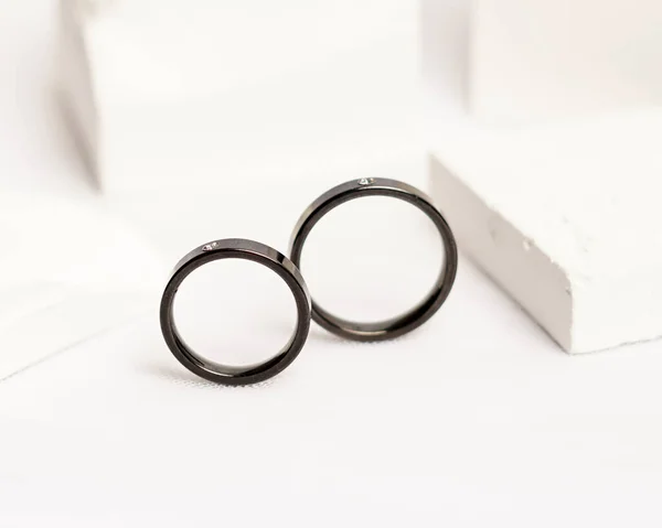 Diamond Jewelery Ring Social Media Display Wedding Ring Photographed White — Stock Photo, Image