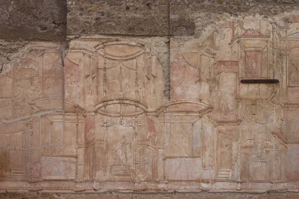 Bas Relief Väggen Ett Förstört Hus Gamla Pompeji — Stockfoto