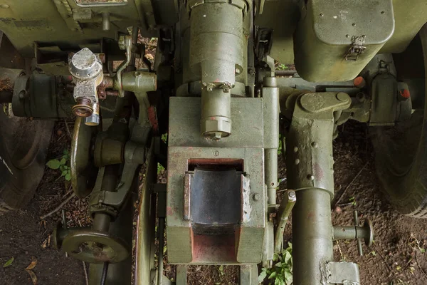 Detalhes Mecanismos Antiga Arma Artilharia Soviética — Fotografia de Stock