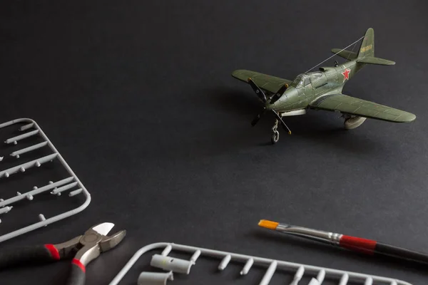 Skalowalny Model Myśliwca Szczegółami Zestaw Montażu Tworzywa Sztucznego — Zdjęcie stockowe