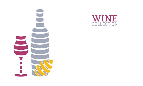 Bottle Glass Red Wine Minimal Style Wine List Label Logo — Stock Vector
