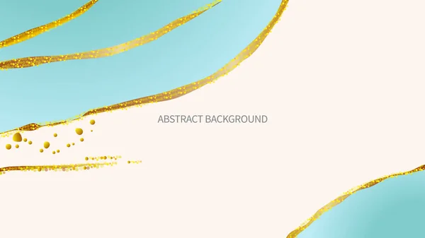 Abstract background with blue waves and golden line art texture. Luxury paper cut modern concept. — 图库矢量图片