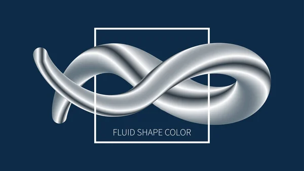Fluid color flow poster. Black and white liquid shape infinity sign on dark background. — Stockový vektor