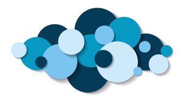 Soyut geometrik arkaplan. Bulut şeklinde mavi ve siyah dairelerin bileşimi