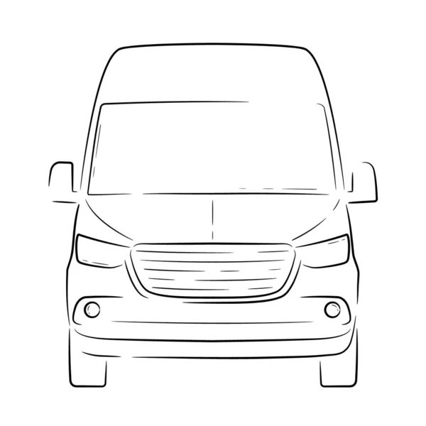 Простой Векторный Технический Рисунок Большого Фургона Белый Фон Вид Спереди — стоковый вектор