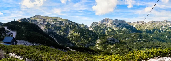 Skalnaté Vrcholy Juliánských Alpách Slovinsku Poblíž Vrchu Vogel Letní Hory — Stock fotografie