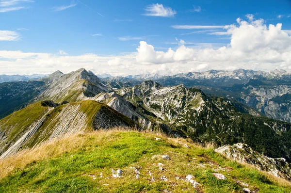 Скелясті Гірські Вершини Юліанських Альпах Словенії Поблизу Пагорба Вогель Літні — стокове фото