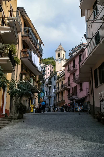 Calle Estrecha Con Casas Colores Italia Cinque Terre Cerca Del —  Fotos de Stock