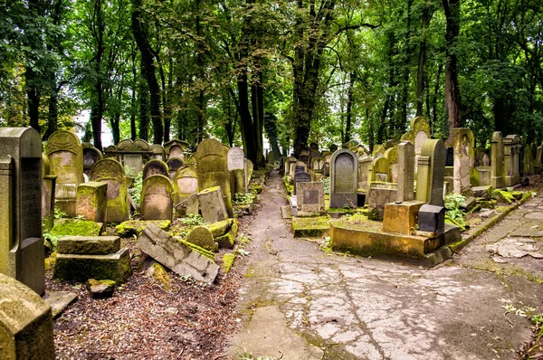 Cracovia Polonia Julio 2016 Antiguo Cementerio Judío Con Tumbas Cubiertas —  Fotos de Stock