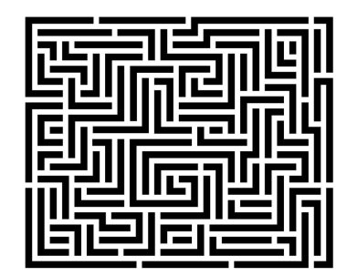 Siyah vektör çizgilerinin karmaşık labirenti. Kare tasarım şablonu.