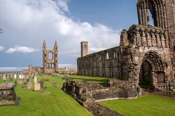 Restos Tarde Iluminados Por Sol Una Catedral Ruinas Andrew Escocia — Foto de Stock