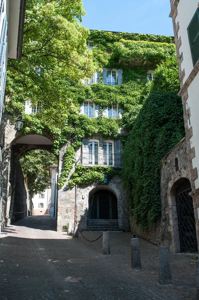瑞士锡安市的一座古老的石头房子 长满了灌木 — 图库照片