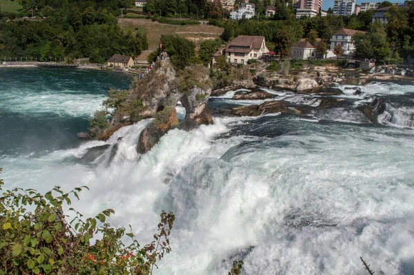 Waterfalls on the Rhine river in Schaffhausen, Switzerland.