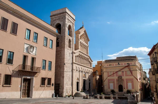 Centrum Cagliari Wyspie Sardynia Stare Monumentalne Budynki Zabytkowe Budynki Ulicach — Zdjęcie stockowe