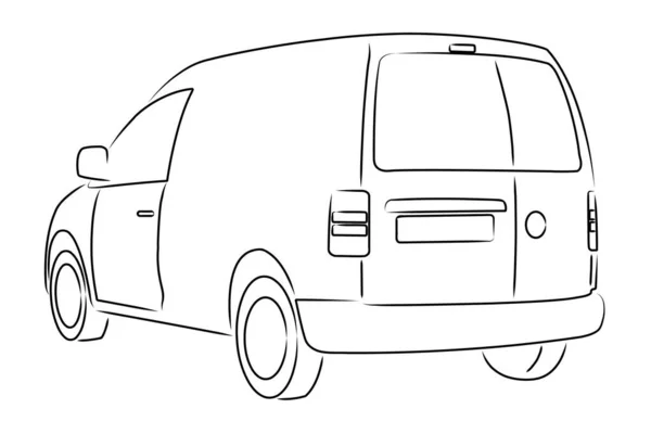 Vehículo Utilitario Dibujo Simple Blanco Negro — Vector de stock
