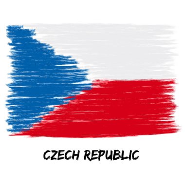 Çek Cumhuriyeti (Avrupa) bayrağı. Grunge tarzında elle çizilmiş devlet afişi.