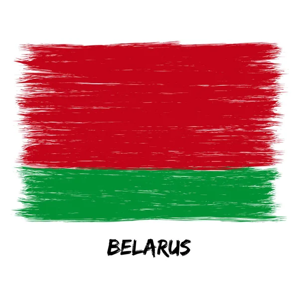 Flag Country Belarus Europe Hand Drawn State Banner Grunge Style — Stock Vector
