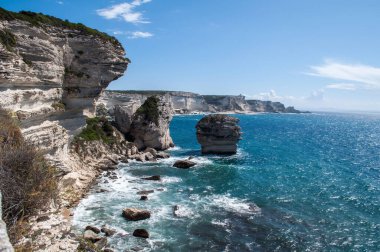 White rocks rising directly from the sea near Bonifacio on the island of Corsica