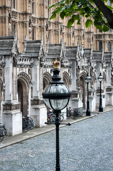 Old Cast Iron Lamp Background English Government Building Westminster — Stock Photo, Image
