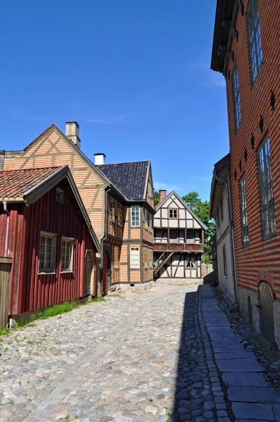 オスロ ノルウェー ビグディ半島の古い木造とレンガ造りの建物 オスロのノルウェー野外博物館 — ストック写真