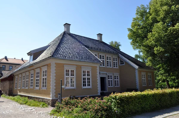 Oslo Norvège Vieux Bâtiments Bois Briques Sur Péninsule Bygdoy Musée — Photo