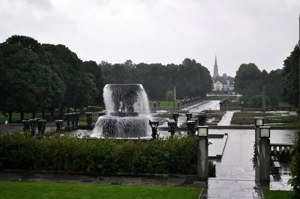 Осло Норвегия Статуи Фонтаны Парке Вигеланд Центре Осло Произведения Искусства — стоковое фото