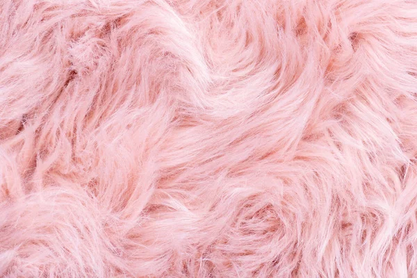 Pembe kürk desenli üst görünüm. Pembe koyun derisi arka plan. Kürk deseni. Pembe tüylü kürk dokusu. Yün dokusu. Koyun kürkü yakın.